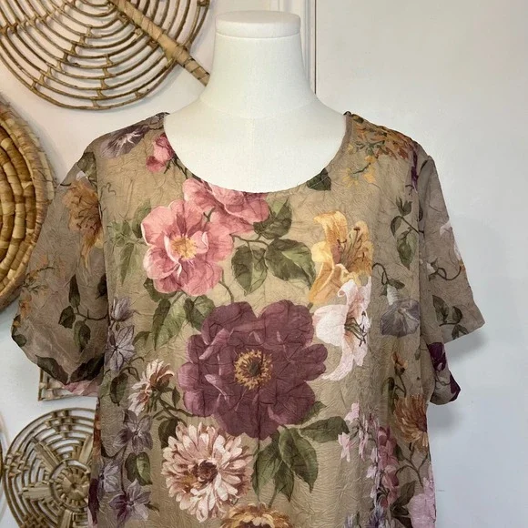 Vintage Floral Maxi Dress Cottagecore Grunge 90s Grannycore Plus Size XXL - Picture 2 of 6